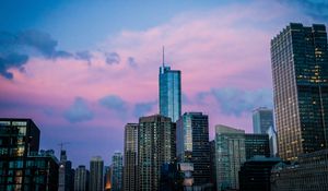 Preview wallpaper skyscraper, architecture, sunset, city, chicago, usa