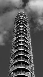 Preview wallpaper skyscraper, balconies, facade, black and white