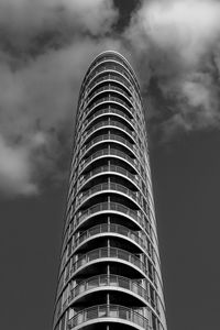 Preview wallpaper skyscraper, balconies, facade, black and white