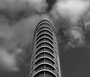 Preview wallpaper skyscraper, balconies, facade, black and white