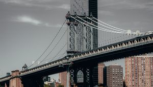 Preview wallpaper skyscraper, bridge, city, sea