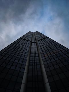 240x320 Wallpaper skyscraper, building, architecture, sky, bottom view