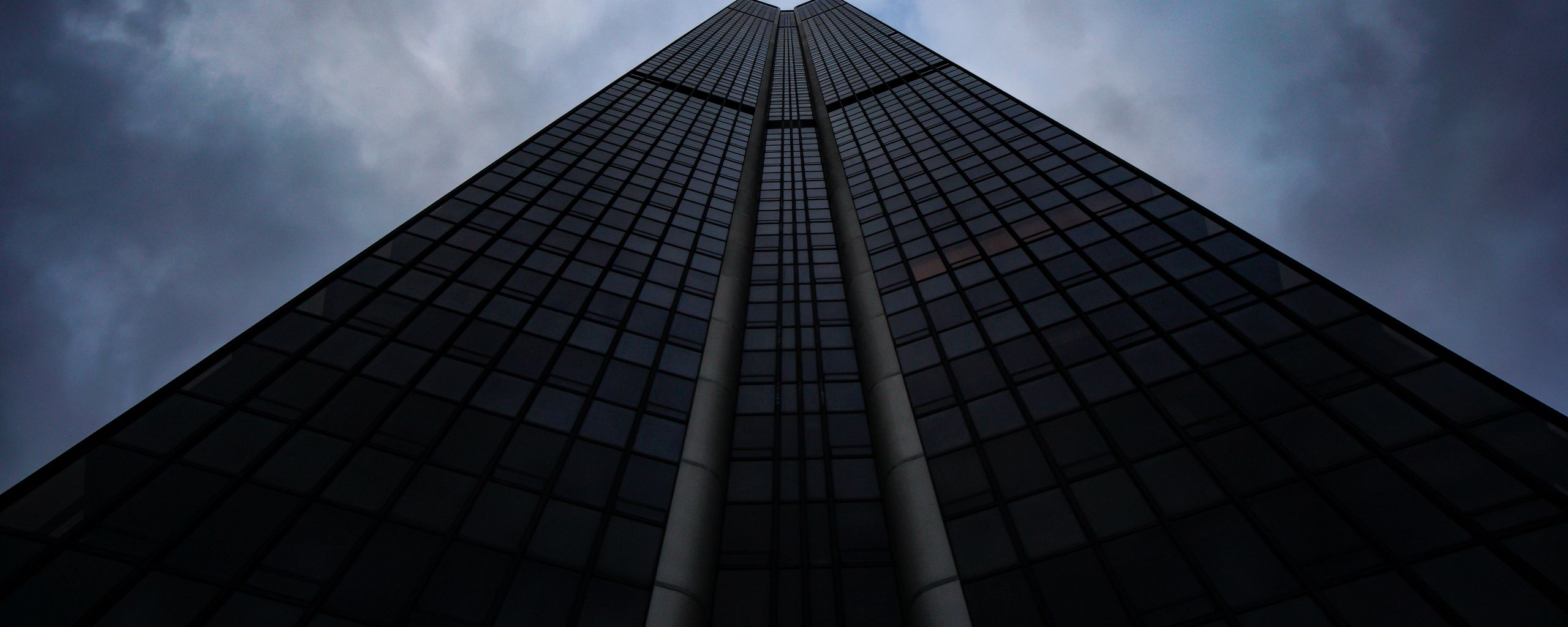 2560x1024 Wallpaper skyscraper, building, architecture, sky, bottom view