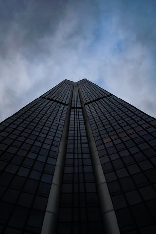 320x480 Wallpaper skyscraper, building, architecture, sky, bottom view