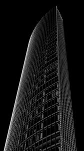 Preview wallpaper skyscraper, building, black and white, minimalism, architecture, facade