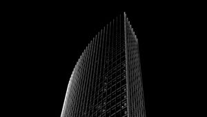 Preview wallpaper skyscraper, building, black and white, minimalism, architecture, facade