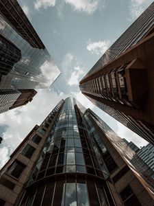 Preview wallpaper skyscraper, building, bottom view, facade