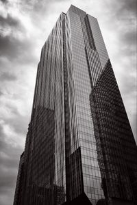 Preview wallpaper skyscraper, building, bw, bottom view