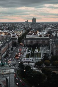 Preview wallpaper skyscraper, building, city, road, cars