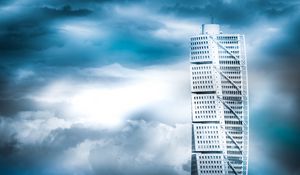 Preview wallpaper skyscraper, building, clouds, height