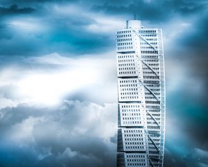 Preview wallpaper skyscraper, building, clouds, height