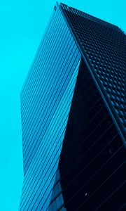 Preview wallpaper skyscraper, building, facade, architecture, minimalism, blue