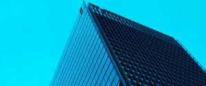 Preview wallpaper skyscraper, building, facade, architecture, minimalism, blue