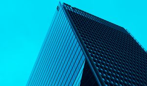 Preview wallpaper skyscraper, building, facade, architecture, minimalism, blue