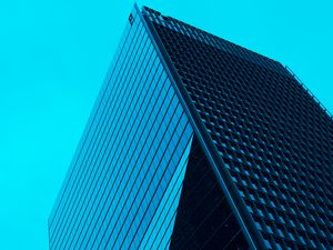 Preview wallpaper skyscraper, building, facade, architecture, minimalism, blue