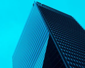 Preview wallpaper skyscraper, building, facade, architecture, minimalism, blue