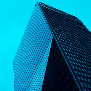 Preview wallpaper skyscraper, building, facade, architecture, minimalism, blue