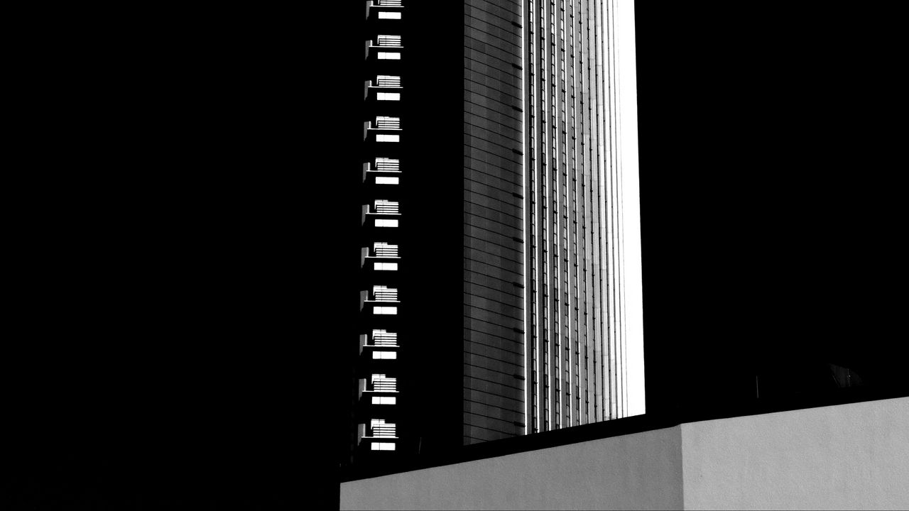 Wallpaper skyscraper, building, facade, black
