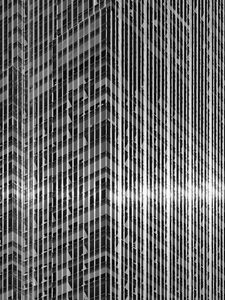 Preview wallpaper skyscraper, building, facade, architecture, glare, black and white