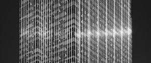 Preview wallpaper skyscraper, building, facade, architecture, glare, black and white