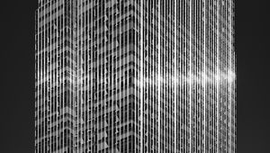 Preview wallpaper skyscraper, building, facade, architecture, glare, black and white