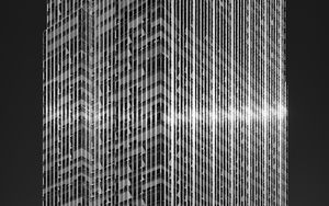 Preview wallpaper skyscraper, building, facade, architecture, glare, black and white