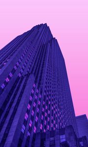 Preview wallpaper skyscraper, building, minimalism, architecture, purple