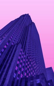 Preview wallpaper skyscraper, building, minimalism, architecture, purple