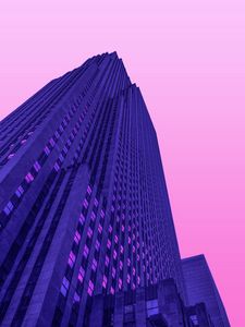 Preview wallpaper skyscraper, building, minimalism, architecture, purple