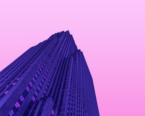 Preview wallpaper skyscraper, building, minimalism, architecture, purple
