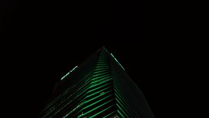 Preview wallpaper skyscraper, building, night, green, dark