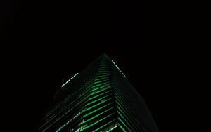 Preview wallpaper skyscraper, building, night, green, dark
