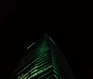 Preview wallpaper skyscraper, building, night, green, dark