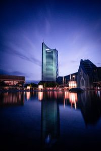 Preview wallpaper skyscraper, building, night city, sky