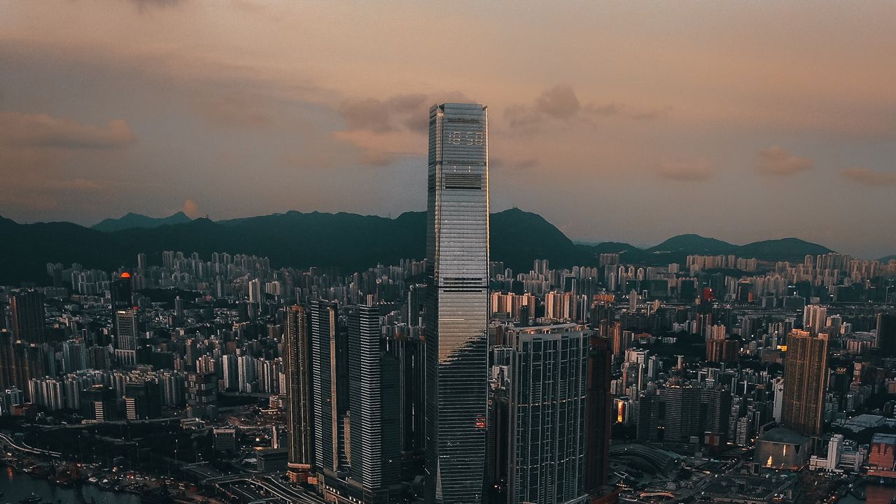 Wallpaper skyscraper, buildings, architecture, coast, road