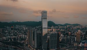 Preview wallpaper skyscraper, buildings, architecture, coast, road