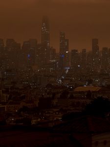 Preview wallpaper skyscraper, buildings, architecture, night, lights