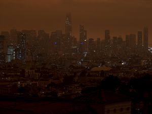 Preview wallpaper skyscraper, buildings, architecture, night, lights