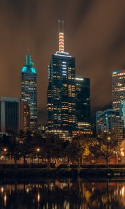 Preview wallpaper skyscraper, buildings, architecture, lights, night