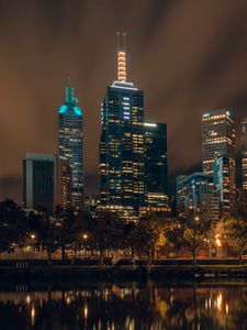 Preview wallpaper skyscraper, buildings, architecture, lights, night