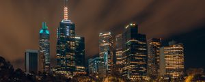 Preview wallpaper skyscraper, buildings, architecture, lights, night