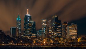 Preview wallpaper skyscraper, buildings, architecture, lights, night