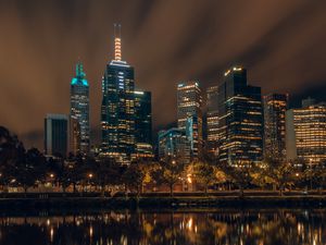 Preview wallpaper skyscraper, buildings, architecture, lights, night