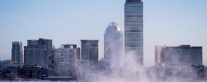 Preview wallpaper skyscraper, buildings, architecture, city, fog