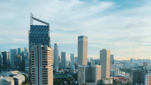 Preview wallpaper skyscraper, buildings, city, road, architecture