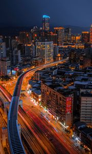 Preview wallpaper skyscraper, buildings, city, lights, architecture, night