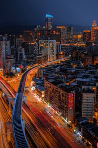 Preview wallpaper skyscraper, buildings, city, lights, architecture, night