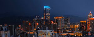 Preview wallpaper skyscraper, buildings, city, lights, architecture, night