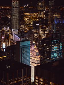 Preview wallpaper skyscraper, buildings, lights, night, city