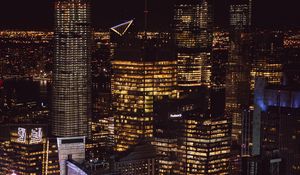 Preview wallpaper skyscraper, buildings, lights, night, city